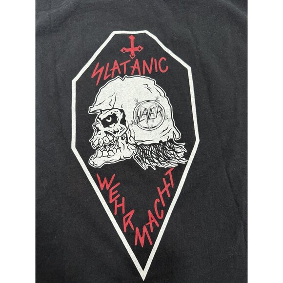Vintage Y2K Slayer Slatanic Wehrmacht Skull Soldier Band Tee Album Tour Concert - Picture 12 of 16